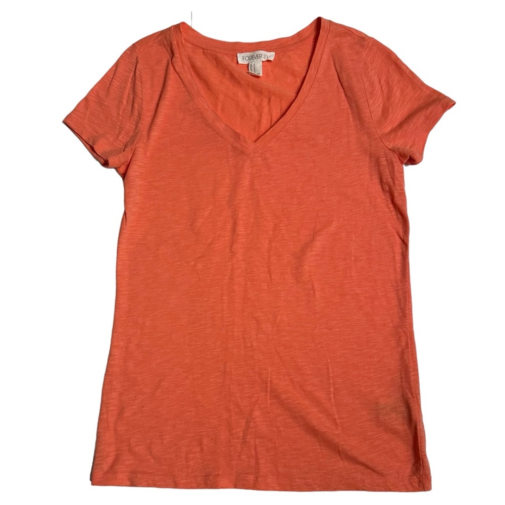 Forever 21 Women’s V Neck Orange T-Shirt Small